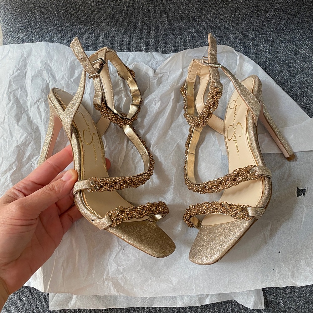 JESSICA SIMPSON Embellished Dress Ankle Strap Heeled Sandals
